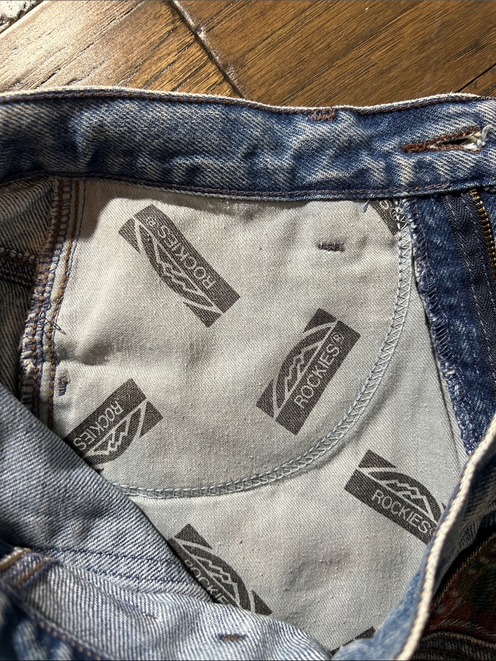 ROCKIES Light Blue High-Waist Studded Cuffed Denim Shorts - Picture 8 of 9